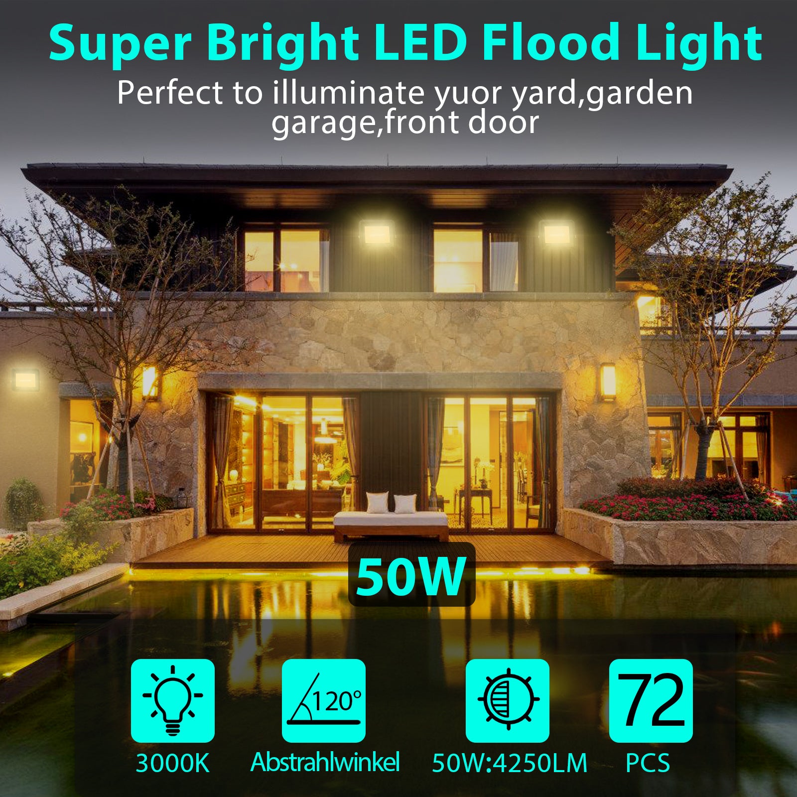 SWANEW LED Strahler Außen, LED Fluter 10W-100W, LED Scheinwerfer Kaltweiß/Warmweiß, Aussenstrahler IP66 Wasserdicht (Kein Stecker)