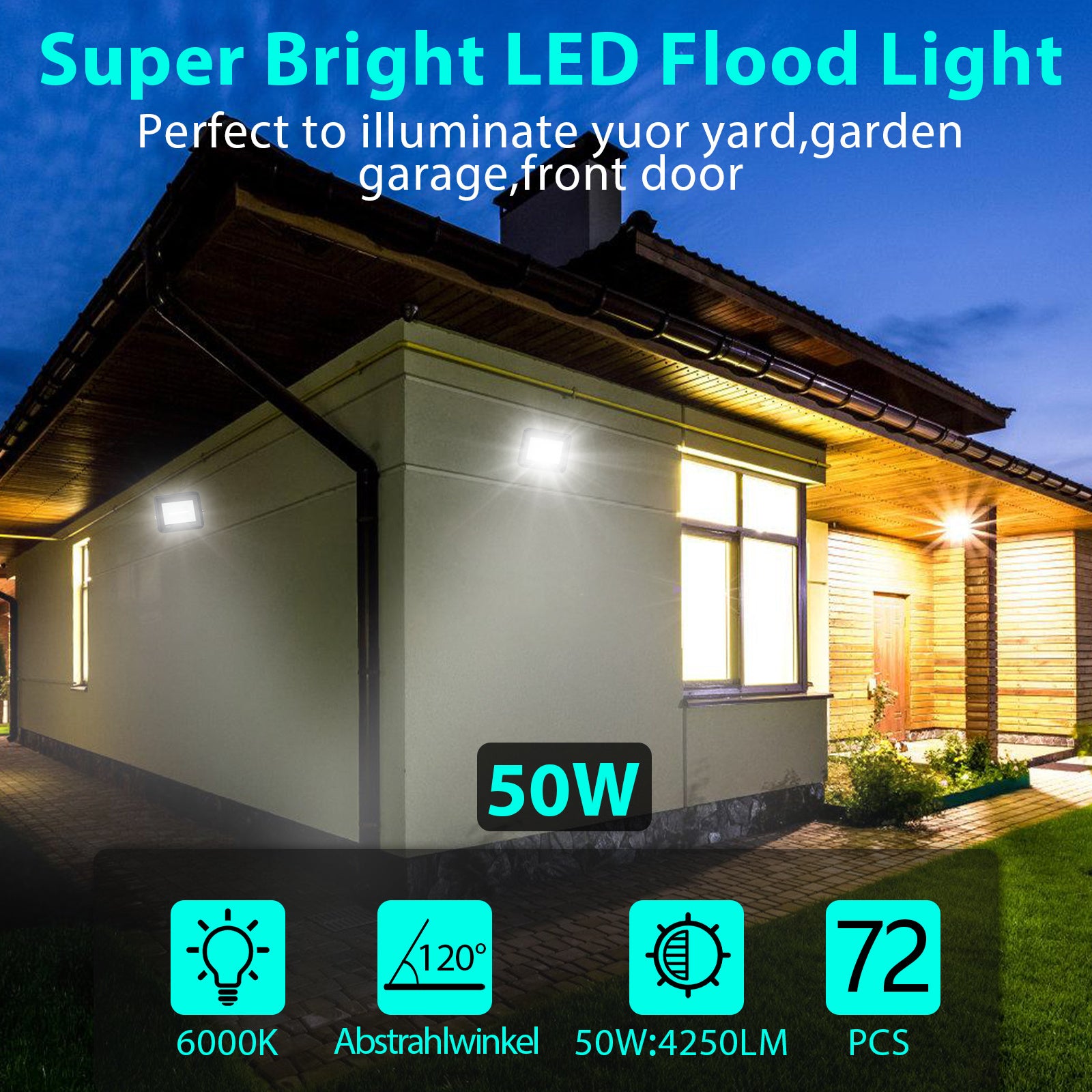 SWANEW LED Strahler, 20/30/50/100W LED Fluter, Warmweiß/Kaltweiß Außenstrahler, IP66 Scheinwerfer (kein Stecker)