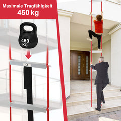 SWANEW 4,5m Faltbare Feuerleiter, EN1147 Zertifiziert, Rettungsleiter, Tragfähigkeit 450KG