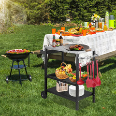 SWANEW Grillwagen, Grilltisch Höhenverstellbar, BBQ Arbeitsfläche, auf Rädern