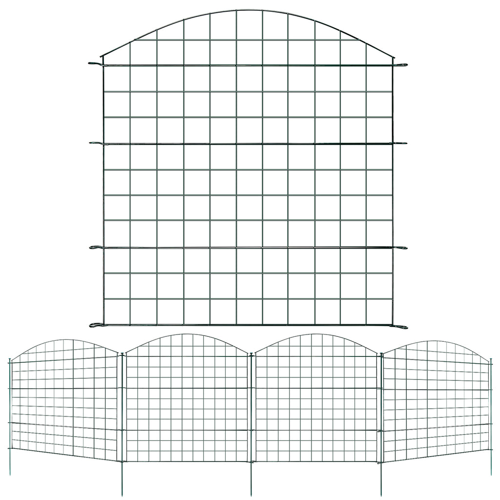 SWANEW Teichzaun Gartenzaun Steckzaun, Zaunelemente metall Gitterzaun Set ür den Garten, Freigehege