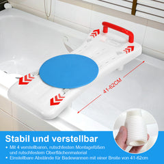 SWANEW Badewannenbrett mit Griff und Seifenablage 69x28cm Einstellbar 41-62cm, Badewannensitz Erwachsene Senioren, Sitzbrett fĂŒr Badewanne Duschbrett max 150KG Badebrett
