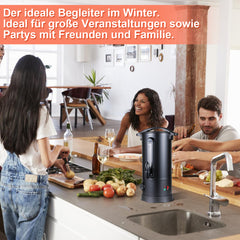 SWANEW Glühweinkocher 10L, 1800W Heißgetränkespender Glühweinkessel Edelstahl Glühweinautomat mit Zapfhahn Thermostat, Einstellbare Temperatur von 30-110°C