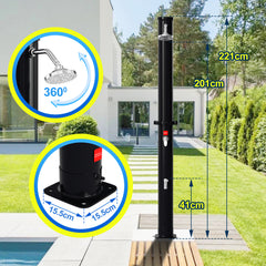 SWANEW Solardusche 20/35/40 Liter Solar Gartendusche Inkl. Schutzhaube und 180° Regenduschkopf, bis 60°C, 50 PSI Wasserdruck, ohne Stromanschluss, für den Garten Urlaub und Camping