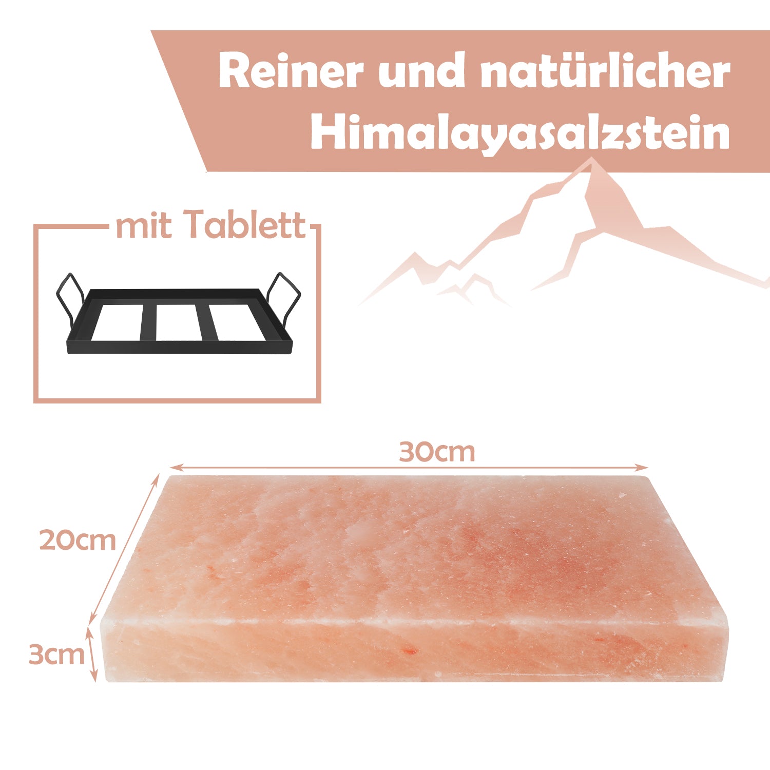 Salzstein zum Grillen 20x30x3cm