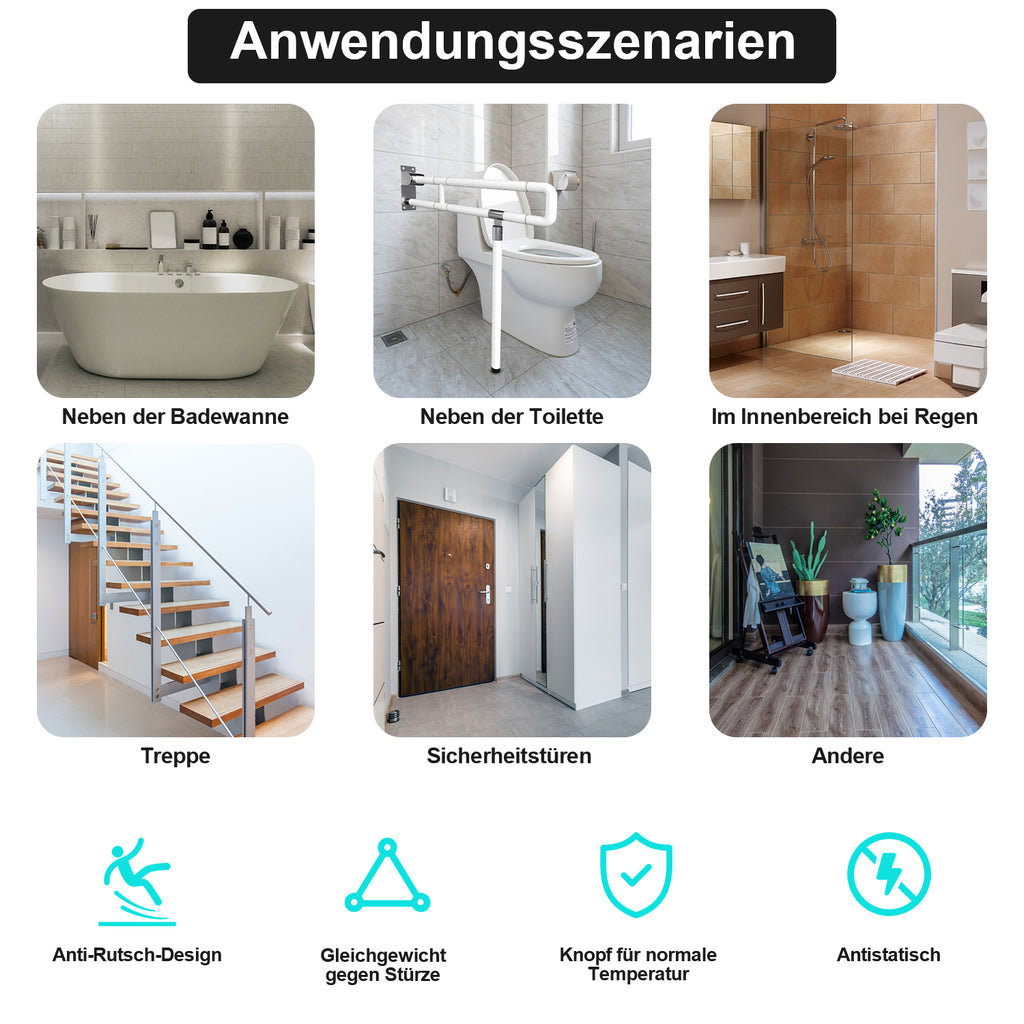 SWANEW WandstĂŒtzgriff Toilette, Klappgriff Haltegriff Dusche, Rutschfeste WC Aufstehhilfe Sicherheitsgriff