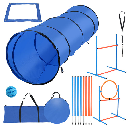 SWANEW Agility Set Hunde groß, 5-teiliges Set Hundetraining zubehör Agility Hürde, Slalom, Agility Hürde, Sprungring & Hundetunnel