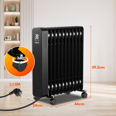 SWANEW Ölradiator Elektroheizung 2500W, Thermostat, Ölheizung Energiesparend