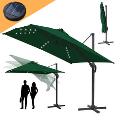 SWANEW Sonnenschirm 300 x 300 cm Solar LED Ampelschirm mit Kurbel UV50+, Drehbar und Kippbar