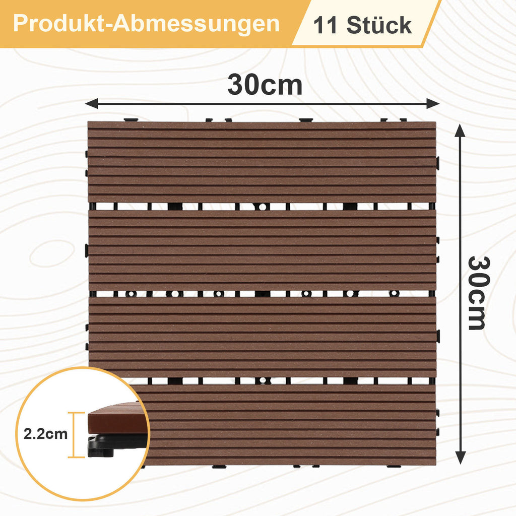 SWANEW WPC Terrassenfliesen, 30x30CM, Gartenfliesen