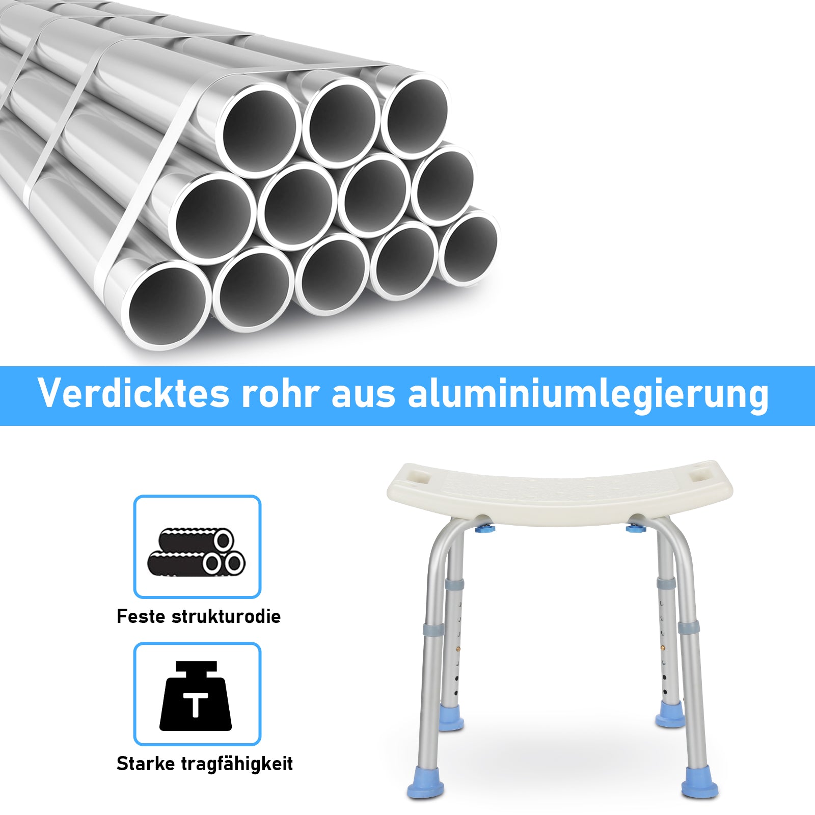 Duschhocker 33-51cm Höhenverstellbar Duschstuhl