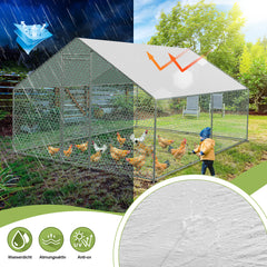 SWANEW Hühnerstall Freilaufgehege, 3x3x2m, Verzinkter Stahl Kleintierstall Hühnerhaus