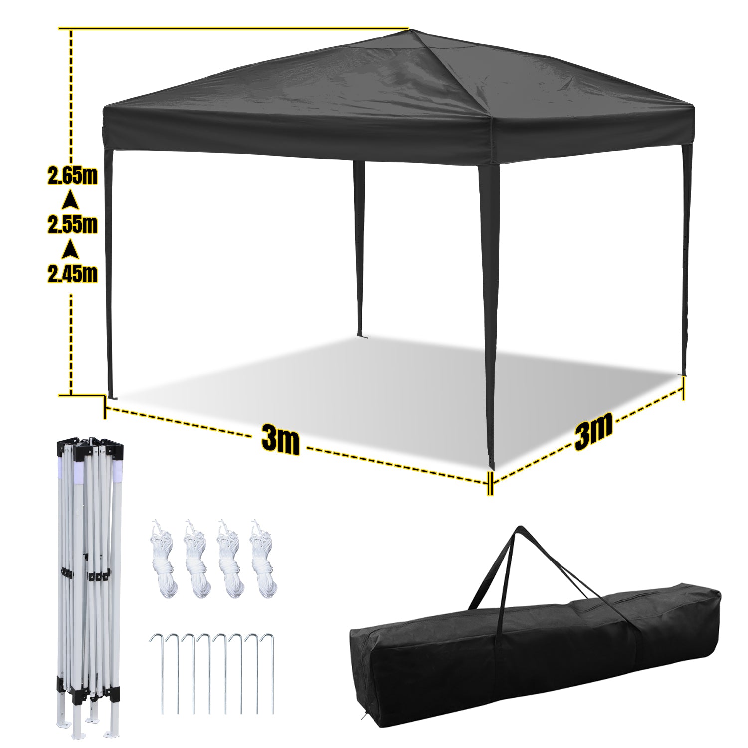 Faltpavillon 3×3 m mit Zentralverriegelung