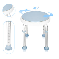SWANEW Duschhocker für Senioren, 360°Drehbarer Runder Badhocker, höhenverstellbarer,Rutschfester Badezimmerhocker,Duschhilfe,belastbar bis 136 kg