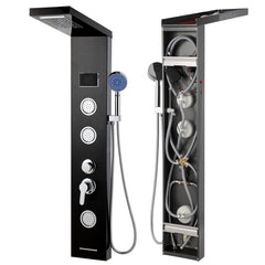 SWANEW LED Duschpaneel, Regendusche Duschsystem, 5-in-1, mit Temperaturanzeige, Edelstahl Duschsäule