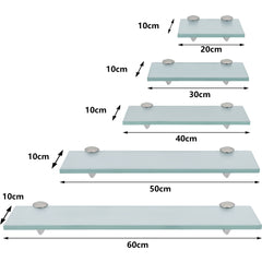 SWANEW Glasablage Glasregal, Wandregal Mattglas mit 8mm ESG Sicherheitsglas und Halterung, Duschregal/Badablage