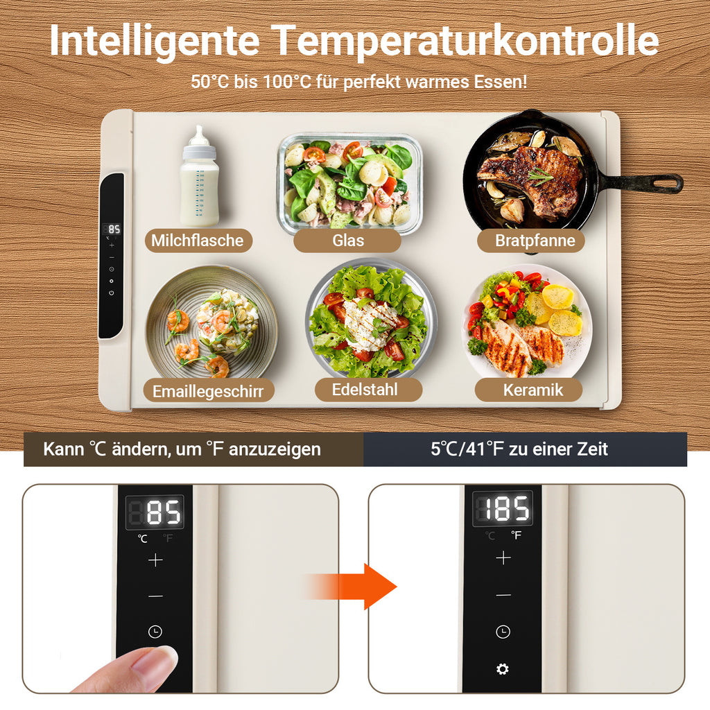 SWANEW Warmhalteplatte Elektrisch, 240W Faltbare Speisenwärmer, mit  Kindersicherung, 65x38 cm