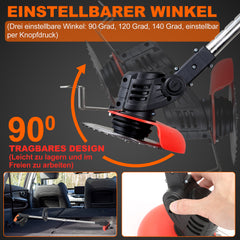 SWANEW Rasentrimmer, Rasen kantenschneider (inkl. 2X 1.5Ah Akkus und Ladegerät), 18.000 U/min, 24V