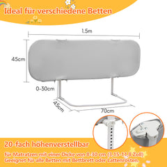 SWANEW 150cm Bettgitter, Klappbar, Kinderbettschutzgitter, Bettschutzgitter, Rausfallschutz