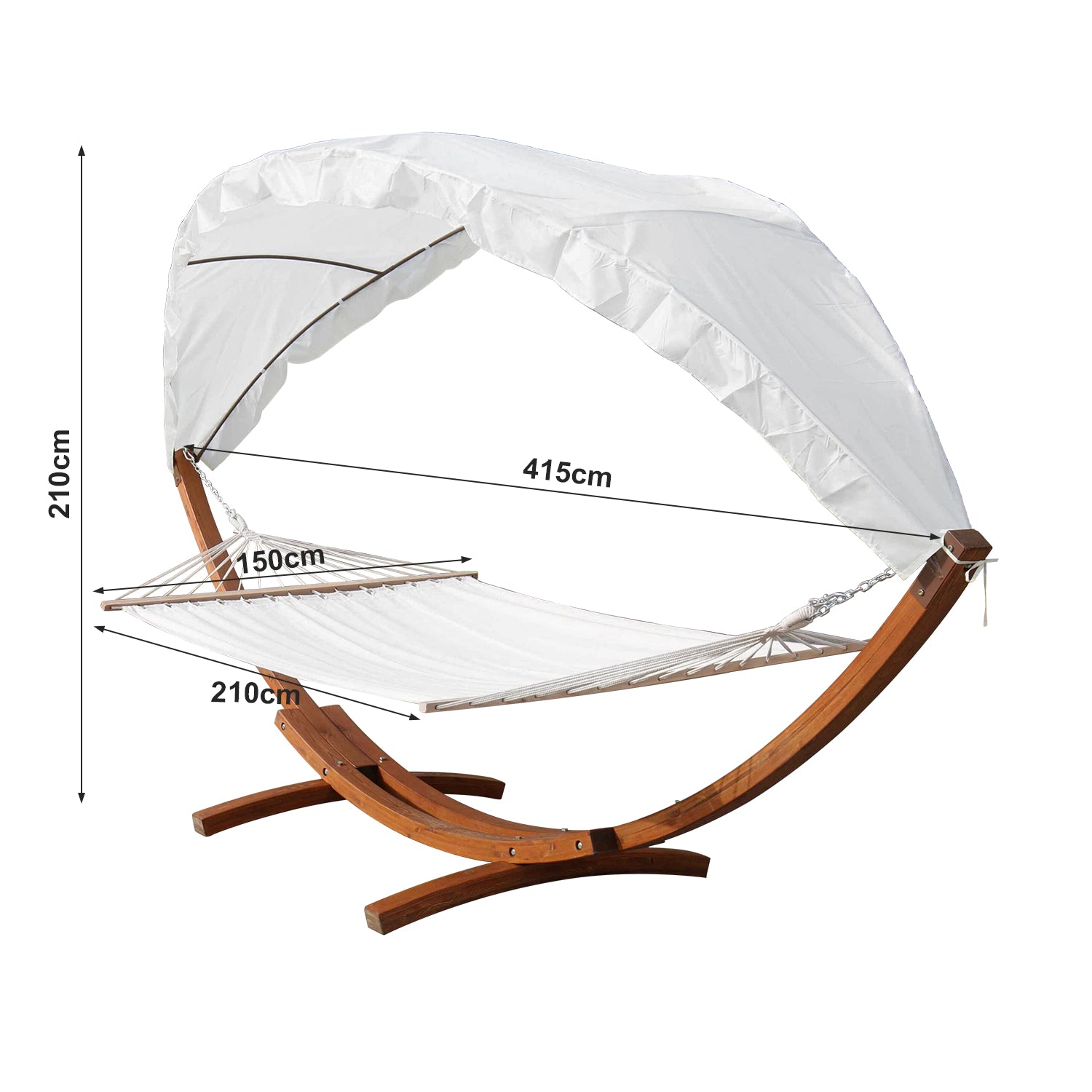 SWANEW Hängematten mit Gestell Outdoor Holz Hängematte mit Dach Hängemattengestell 200×150cm, Hängesessel 2 Personen Belastbarkeit 200kg