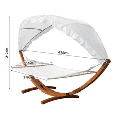 SWANEW Hängematten mit Gestell Outdoor Holz Hängematte mit Dach Hängemattengestell 200×150cm, Hängesessel 2 Personen Belastbarkeit 200kg