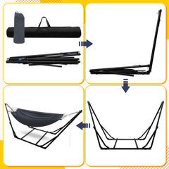 SWANEW Hängematte mit Gestell, Hängematten, Hängesessel, Mit Tragetasche Metallgestell bis 150 kg