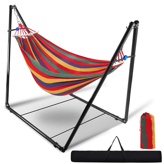 Hängematte mit klappbarem Gestell, Metallgestell für Hängematte im Freien, Hängesessel mit Tragetasche aus Metallgestell bis 150 kg