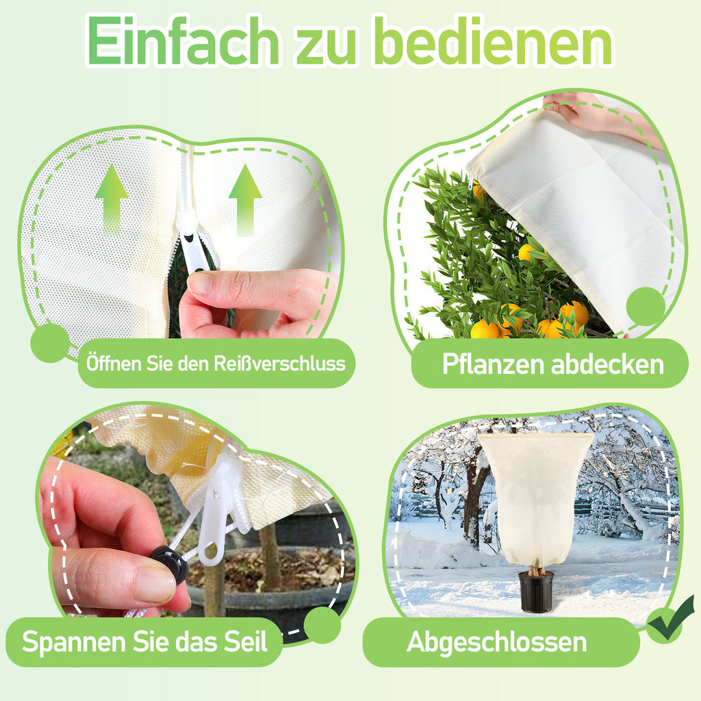 SWANEW Winterschutz für Pflanzen 100g/㎡, mit Reißverschluss & Kordelzug, Frostschutz für Kübelpflanzen Überwinterung und Obstbaum