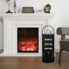 SWANEW Kaminbesteck 5-tlg. Ofenbesteck Kaminset, mit Edelstahlgriffe und Leichentuch