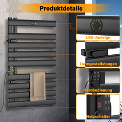 SWANEW Badheizkörper Handtuchhalter 425W, Handtuchheizkörper mit Fernbedienung