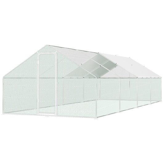 SWANEW Hühnerstall, 3x8x2m, Freilaufgehege, Kleintierstall, Voliere