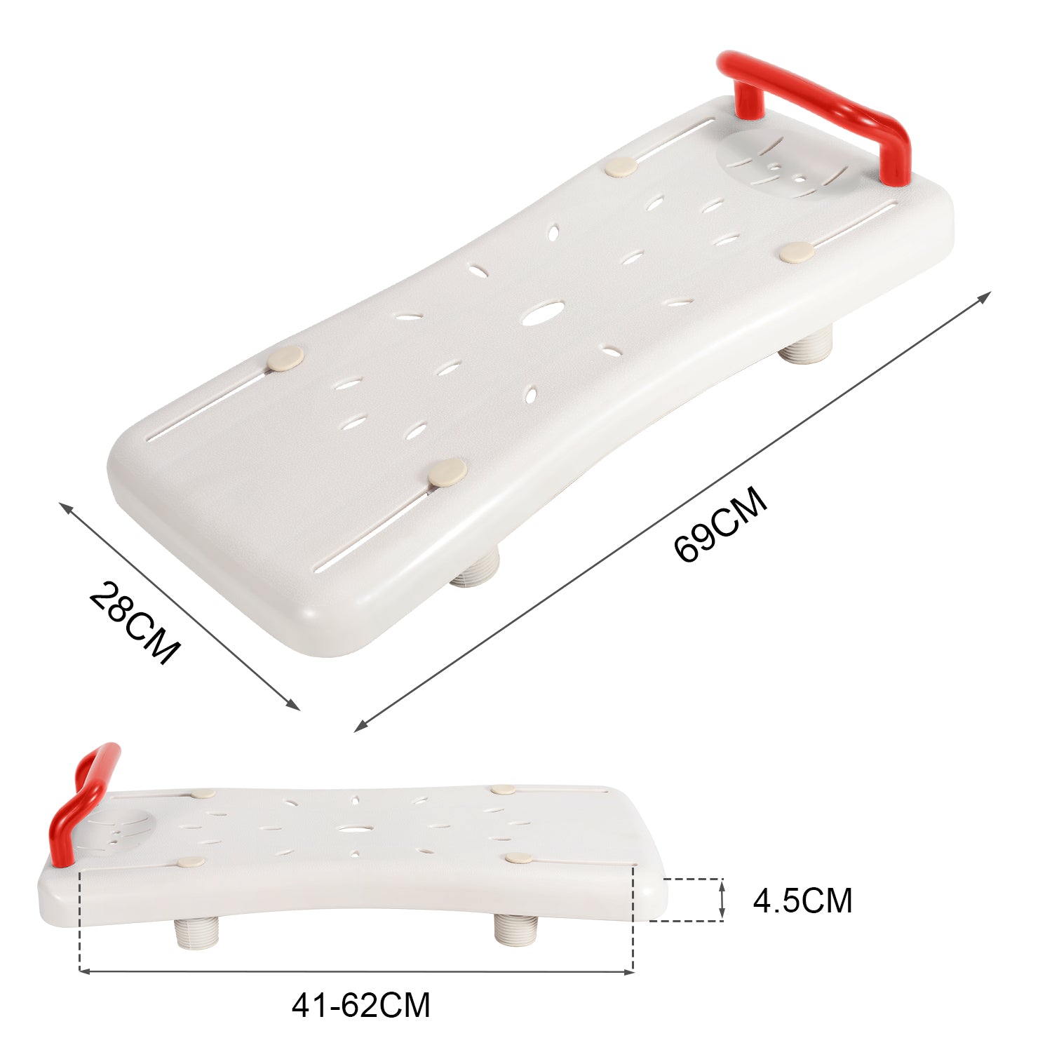 Badewannensitz Sitzbrett mit Rot Griff