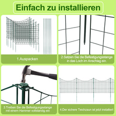 SWANEW Teichzaun Gartenzaun Steckzaun, Zaunelemente metall Gitterzaun Set ür den Garten, Freigehege