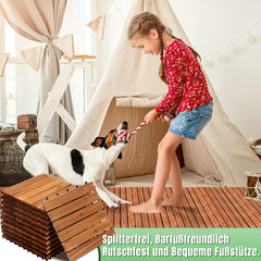 SWANEW Holzfliesen, Terrassenfliese, Balkonfliesen, 30x30 cm, 1-5 m²