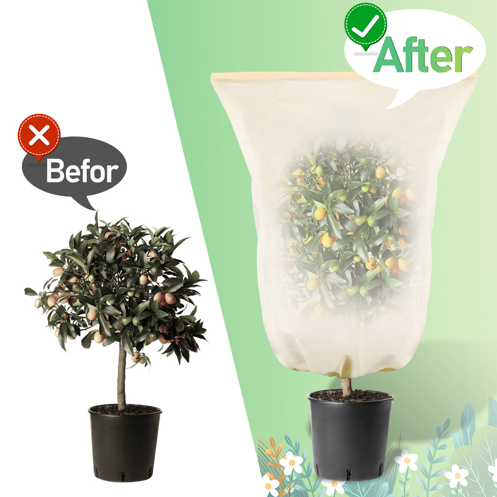 SWANEW Winterschutz für Pflanzen 100g/㎡, mit Reißverschluss & Kordelzug, Frostschutz für Kübelpflanzen Überwinterung und Obstbaum