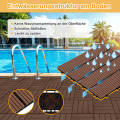 SWANEW WPC Terrassenfliesen, 30x30CM, Gartenfliesen