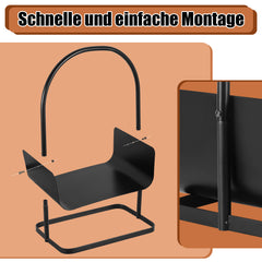 SWANEW Feuerholzablage Tragbarer Kaminholzkorb mit Griff Kompakter Kaminholzregal 40x30x46cm