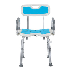 SWANEW Duschstuhl mit abnehmbaren Armen und Rückenlehne, Duschhocker für senioren, Duschsitz Höhenverstellbar 56-69cm, bis 136 kg belastbar