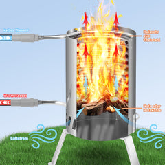 SWANEW Brennholz Poolheizung, Schwimmbadheizung mit Feuer, 100% rostfreier Edelstahl Poolheizung Feuertonne, 32-38mm Anschlüsse, mit Feuerfeste Matte und Tablett