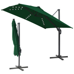 SWANEW Sonnenschirm 300 x 300 cm Solar LED Ampelschirm mit Kurbel UV50+, Drehbar und Kippbar