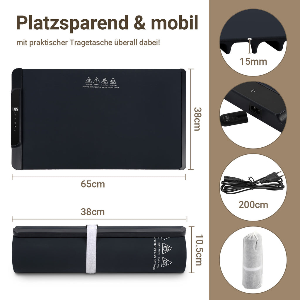 SWANEW Warmhalteplatte Elektrisch, 240W Faltbare Speisenwärmer, mit  Kindersicherung, 65x38 cm