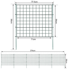 SWANEW Teichzaun Gartenzaun Steckzaun, Zaunelemente metall Gitterzaun Set ür den Garten, Freigehege
