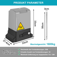 SWANEW Schiebetorantrieb Elektrischer Toröffner 370W/550W/750W Motor 800kg/1200kg/1600kg