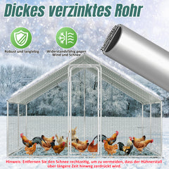 SWANEW Hühnerstall, 3x8x2m, Freilaufgehege, Kleintierstall, Voliere