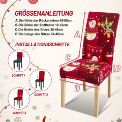 SWANEW Weihnachtliche Stuhlhussen, 4/8/12er Set Elastische Universelle Stuhlüberzug
