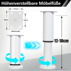 SWANEW 4er Set Edelstahl Möbelfüße, Möbelbeine Höhenverstellbar, Füße für möbel mit Schrauben, Belastbar bis 300 KG