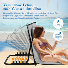 SWANEW Strandmatte, Strandliege Klappbar Beachmatte, 5-stufig Verstellbar Rückenlehne