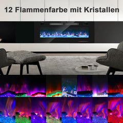 SWANEW Elektrokamin Wandkamin, Elektrischer Kamin, Wandkamin Elektrischer mit Heizung, 750W/1500W, 127cm