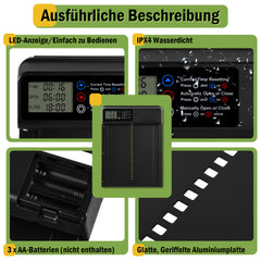 SWANEW Automatische Hühnerklappe – Elektrischer Hühnerstall-Türöffner mit Timer & großem Display – Wasserdicht & Robust für Hühner, Enten & Kleintiere