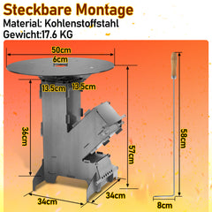 SWANEW Raketenofen mit Grillplatte und Feuerhaken, Rocket Stove Stecksystem aus 3 mm dickem Stahl, Raketenofen Outdoor Holzofen Campingkocher Kanonenofen für BBQ Terrasse